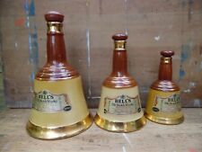 Set of 3 Wade Bells Old Scotch Whisky Vintage Decanters Ceramic Bell Shape 1960s for sale  Shipping to South Africa