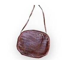 Vintage Furla  Brown Shoulder Bag Leather Crocodile Embossed Italy for sale  Shipping to South Africa