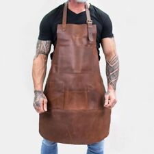 New Brown Real Leather Apron Butcher Apron Cook BBQ Cooking Woodworking Apron for sale  Shipping to South Africa