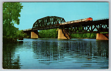 Cartão postal AMTRAK TRAIN SANTA FE ILLINOIS RIVER ponte trem locomotiva comprar usado  Enviando para Brazil