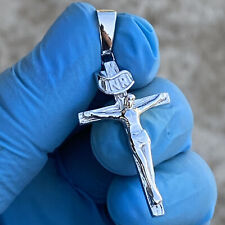 Pingente cruz crucifixo brilhante peça Jesus prata esterlina 925 sólido real 1,5 pol., usado comprar usado  Enviando para Brazil