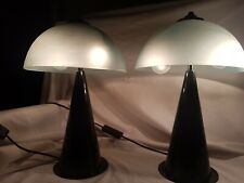 VISTOSI PAIR VINTAGE TABLE LAMPS 1970 SATIN GLASS TIFFANY GREEN tweedehands  verschepen naar Netherlands