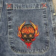 Vintage 2000s Y2K JNCO Skull Flames Baggy Jeans Adult 36 x 32 Blue Denim Mens for sale  Shipping to South Africa