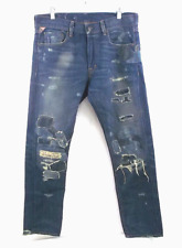 Novo Jeans Masculino Azul Fino 34x32 Botão Fly Destroyed Denim & Supply Ralph Lauren comprar usado  Enviando para Brazil