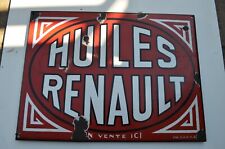ANCIENNE PLAQUE EMAILLEE PUB "HUILES RENAULT"  d'occasion  Truchtersheim
