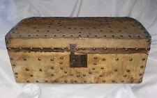 Buckskin Covered Vintage Handcrafted Wooden Chest with Lock  for sale  Shipping to South Africa