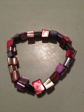 multi colour Shell/glass Block Elastic Bracelet (j21- 61) for sale  PLYMOUTH