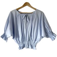 Blusa Monica Nera Paris azul bebê cropped manga folhada feminina tamanho médio M comprar usado  Enviando para Brazil