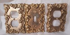 Vtg MCM Floral Metal Light Switch Plate Cover Gold Wall Plates Home Accessories , used for sale  Shipping to South Africa