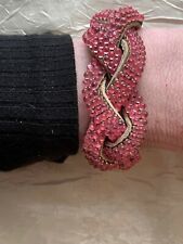 Impresionante Vintage Swarovski Pulsera -braid Con Rosa Cuentas de Cristal Piel segunda mano  Embacar hacia Argentina