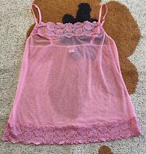 Regata feminina tamanho médio Jezebel malha e renda rosa transparente para dormir comprar usado  Enviando para Brazil