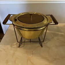 Georges Briard  Gold Casserole Warming Stand Midcentury MCM Chafing Dish Fire Ki for sale  Shipping to South Africa