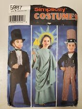 2002 SIMPLICITY Pattern #5987 Size A Child's 3-8 ABE LINCOLN Uncle SAM Cut for sale  Shipping to South Africa