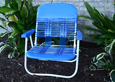 Styling Blue/White Kid Young Adult Vinyl Tube Lawn Beach Pool Deck Folding Chair for sale  Shipping to South Africa