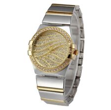 Silver Full Cubic Zirconia Dial Bling Quartz Womens Watch for sale  Shipping to South Africa