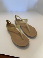 Crocs Isabella T-Strap Sandals Size 9 Jelly Flat Pale Yellow Comfort for sale  Shipping to South Africa