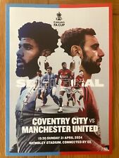 Używany, Coventry City przeciwko Manchesterowi United 210424 Emirates FA Cup półfinał program PO na sprzedaż  Wysyłka do Poland