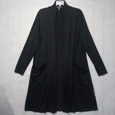 Cardigã Eileen Fisher feminino jersey espanador M preto aberto frontal bolsos elásticos comprar usado  Enviando para Brazil
