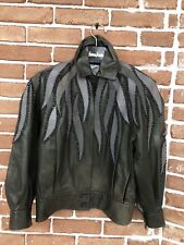Neiman Marcus Charcoal Leather Jacket With Beading And Suede One Size  d'occasion  Expédié en France