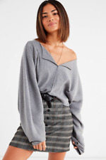 Blusa cropped Urban Outfitters feminina Riki com nervuras cinza tamanho GRANDE comprar usado  Enviando para Brazil