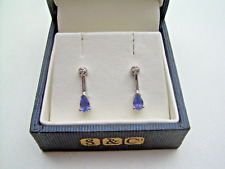 Vintage 18ct White Gold Natural Diamond & Pale Sapphire Stud Earrings for sale  Shipping to South Africa
