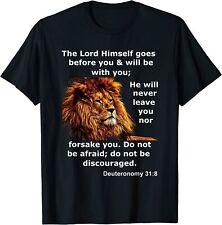 NUEVA Camiseta LIMITADA Christian Lion Bible Deuteronomio 31:8 Versículo de las Escrituras, usado segunda mano  Embacar hacia Argentina