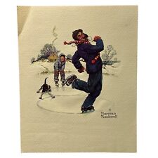 Norman Rockwell Print Adventures of Grandpa and Me Vtg Embossed Winter Scene for sale  Shipping to South Africa