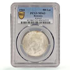 Moneda de plata Rumania 500 lei rey Mihai Miguel I KM-65 MS63 PCGS 1944 segunda mano  Embacar hacia Mexico
