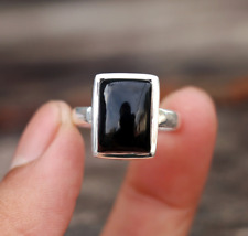 Anillo hecho a mano de piedra preciosa de ónix negro natural de plata esterlina sólida 925, regalo étnico segunda mano  Embacar hacia Argentina