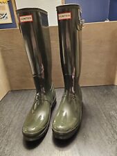 Hunter Original Tall Gloss Women's Rain Boots Dark Olive SZ US W11 EU43 - NWOB for sale  Shipping to South Africa