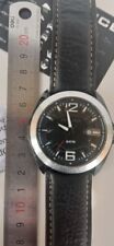 Police Men Watch Model 14130J, Black Silver Genuine Leather Band, used for sale  Shipping to South Africa