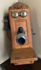 Early Kellogg Antique Oak Wall Phone Hand Crank Wall Phone, used for sale  Shipping to South Africa