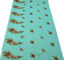 Pieza de tela multiusos vintage sarie para coser artesanal bordada turquesa segunda mano  Embacar hacia Argentina
