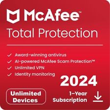 Antivirus McAfee Total Protection 2024, dispositivos ilimitados 1 año clave GLOBAL segunda mano  Embacar hacia Mexico