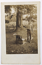 Fotografia postal de cano duplo caça homem caçador e cachorro RPPC década de 1910, usado comprar usado  Enviando para Brazil