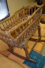 Antique Victorian Baby/Dolly Rocking Cot Crib Cradle Original Bohemian 86 cm/34", used for sale  Shipping to South Africa