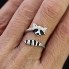 Anillo abierto vintage de mapache animal chapado en plata joyería de mano para mujeres niñas adolescentes segunda mano  Embacar hacia Mexico