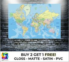 Mapa do mundo Atlas pôster grande detalhado impressão arte de parede presente em vários tamanhos, usado comprar usado  Enviando para Brazil