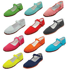 New Womens Cotton Mary Jane Shoes Flat Slip On Ballet Sandals Colors, Sizes 5-11 myynnissä  Leverans till Finland