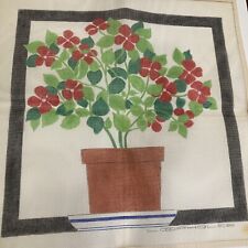 Used, LOOPHOLES Needlepoint Canvas Vintage Flower Pot Impatiens Red Green Terracotta for sale  Shipping to South Africa