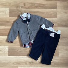 Ropa para bebé niño 0-3 meses Nuevo M&S compruebe Camisa Pajarita Conjunto de Cardigan y & Trousers, usado segunda mano  Embacar hacia Spain