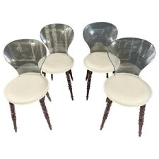 Q' 4 cadeiras para sala de jantar em acrílico estilo moderno com estofamento feito de couro comprar usado  Enviando para Brazil