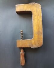 ANTIQUE FRENCH WOODEN C CLAMP SCREW WOOD VICE  HANDMADE TOOL DECOR COLLECTIBLE for sale  Shipping to South Africa