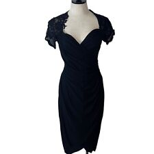 Tadashi Vintage Cocktail Dress Size Medium Black Ruched Sweetheart Neckline Lace for sale  Shipping to South Africa
