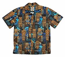 Usado, Camisa Tikiland Tiki por Jeff Granito Preta Botão para Cima SS Tribal Aloha Tamanho Pequeno comprar usado  Enviando para Brazil