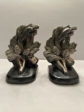 Vintage Metal Pinecone Baugh Bookends Philadelphia Mfg Co PMC86 Nickel Finish for sale  Shipping to South Africa
