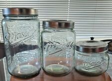 Rare MASON Craft & More Heavy Clear Glass w/Stainless Lids 3PC SET 56/125/159oz for sale  Shipping to South Africa