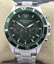 Reloj Emporio Armani para hombre cronógrafo analógico esfera verde bisel giratorio cuarzo segunda mano  Embacar hacia Argentina