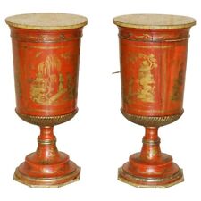 PAIR OF TALL ANTIQUE CHINESE CHINOISERIE SIDE TABLES WITH CUPBOARD BASE DRAWERS for sale  Shipping to South Africa