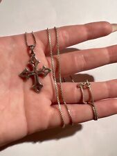 vtg JAMES AVERY STERLING SILVER OPEN CROSS PENDANT + 925 box chain necklace for sale  Weatherford